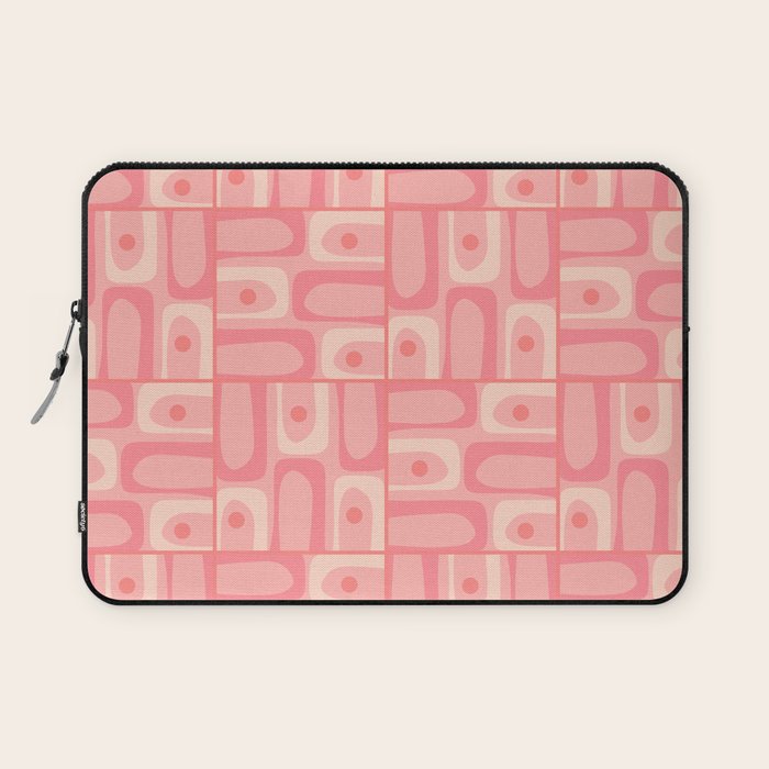 Mid Century Modern Piquet Multi Geometric Tiled Pattern in Pink Blush Tones Laptop Sleeve Gallery Image 1