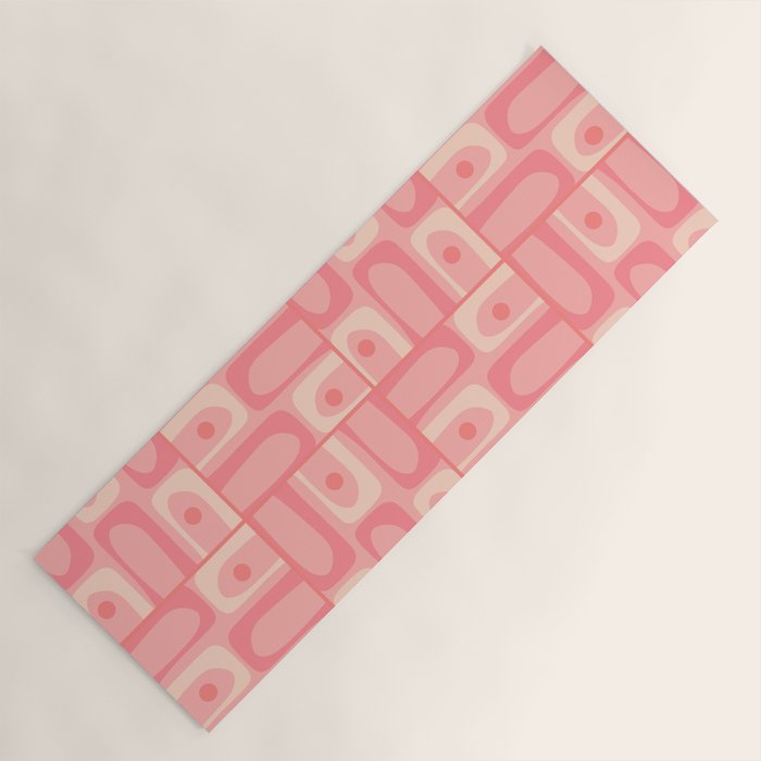 Mid Century Modern Piquet Multi Geometric Tiled Pattern in Pink Blush Tones Yoga Mat Gallery Image 1