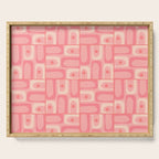 Mid Century Modern Piquet Multi Geometric Tiled Pattern in Pink Blush Tones Serving Tray Gallery Image 1