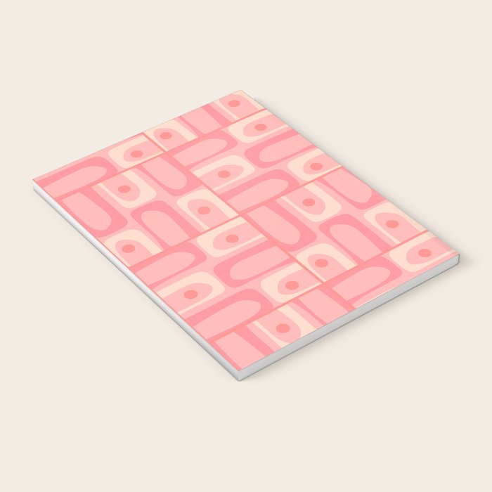 Mid Century Modern Piquet Multi Geometric Tiled Pattern in Pink Blush Tones Notebook Gallery Image 3