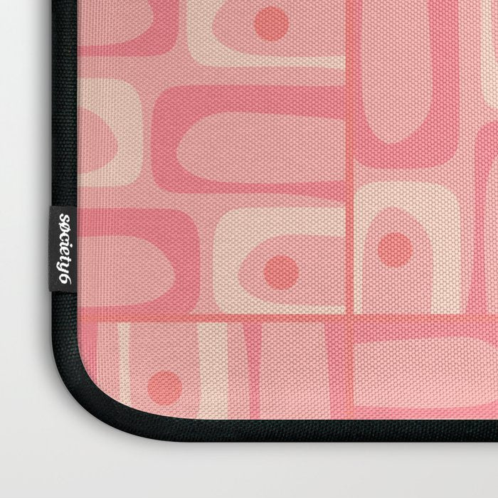 Mid Century Modern Piquet Multi Geometric Tiled Pattern in Pink Blush Tones Laptop Sleeve Gallery Image 3