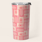 Mid Century Modern Piquet Multi Geometric Tiled Pattern in Pink Blush Tones Travel Mug Gallery Image 2