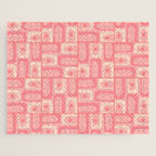 Mid Century Modern Piquet Multi Geometric Tiled Pattern in Pink Blush Tones Jigsaw Puzzle Gallery Image 1