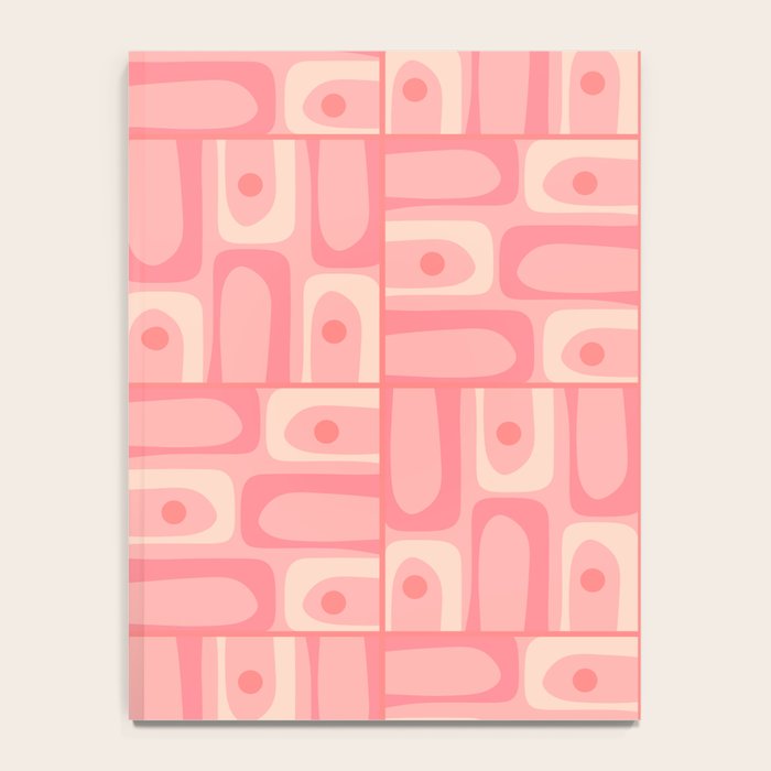 Mid Century Modern Piquet Multi Geometric Tiled Pattern in Pink Blush Tones Notebook Gallery Image 4