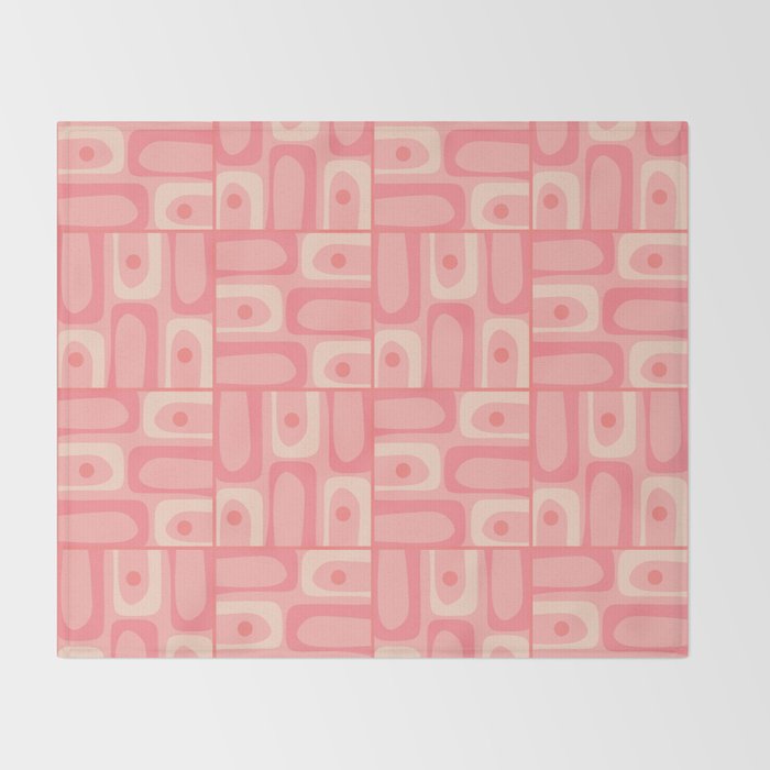 Mid Century Modern Piquet Multi Geometric Tiled Pattern in Pink Blush Tones Throw Blanket Gallery Image 2