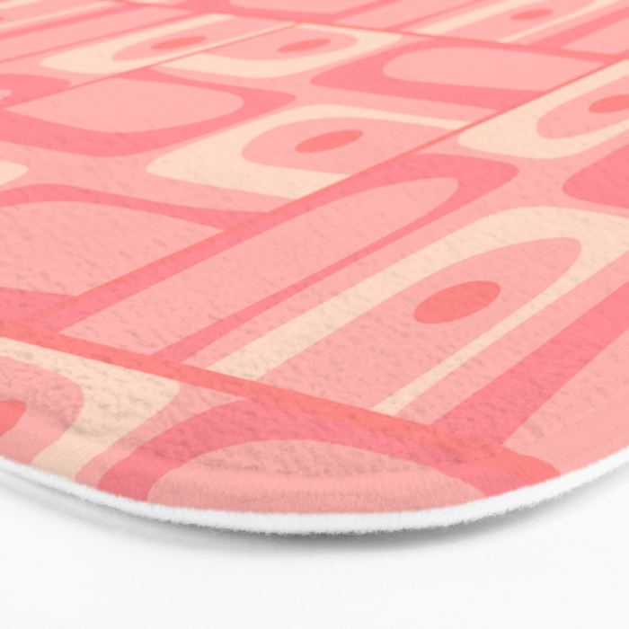 Mid Century Modern Piquet Multi Geometric Tiled Pattern in Pink Blush Tones Bath Mat Gallery Image 3