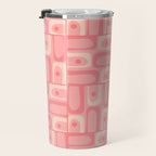 Mid Century Modern Piquet Multi Geometric Tiled Pattern in Pink Blush Tones Travel Mug Gallery Image 3