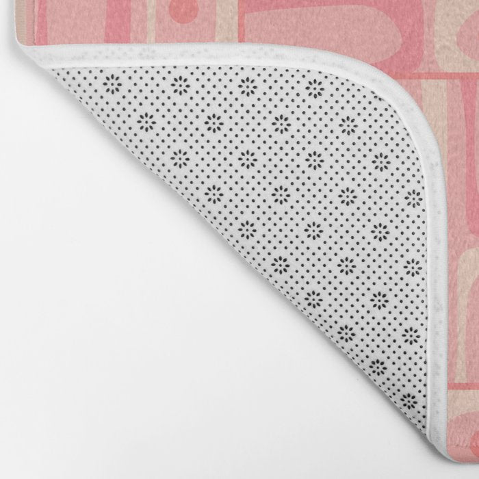 Mid Century Modern Piquet Multi Geometric Tiled Pattern in Pink Blush Tones Bath Mat Gallery Image 2