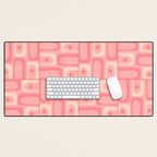 Mid Century Modern Piquet Multi Geometric Tiled Pattern in Pink Blush Tones Desk Mat Gallery Image 1