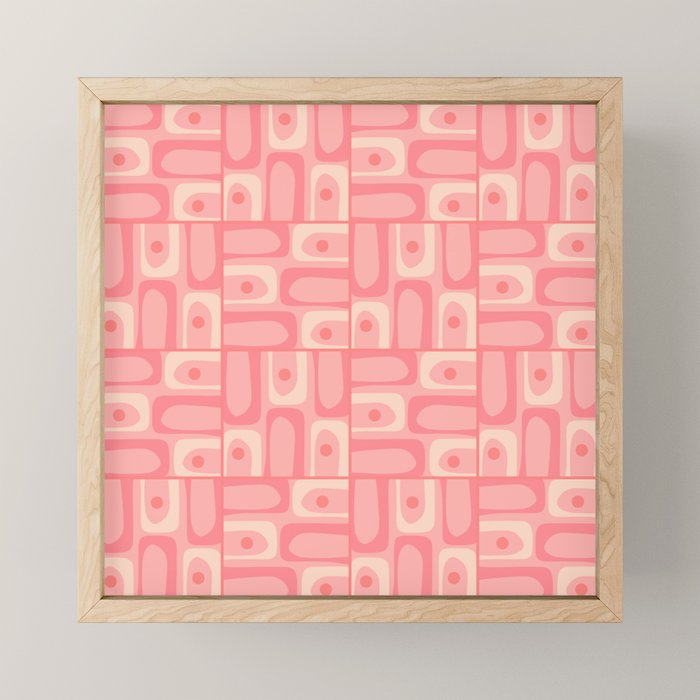 Mid Century Modern Piquet Multi Geometric Tiled Pattern in Pink Blush Tones Mini Art Print Gallery Image 1