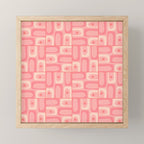 Mid Century Modern Piquet Multi Geometric Tiled Pattern in Pink Blush Tones Mini Art Print Gallery Image 1