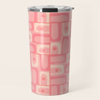Mid Century Modern Piquet Multi Geometric Tiled Pattern in Pink Blush Tones Travel Mug Gallery Image 1