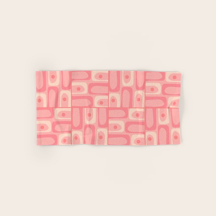 Mid Century Modern Piquet Multi Geometric Tiled Pattern in Pink Blush Tones Bath Towel Gallery Image 1