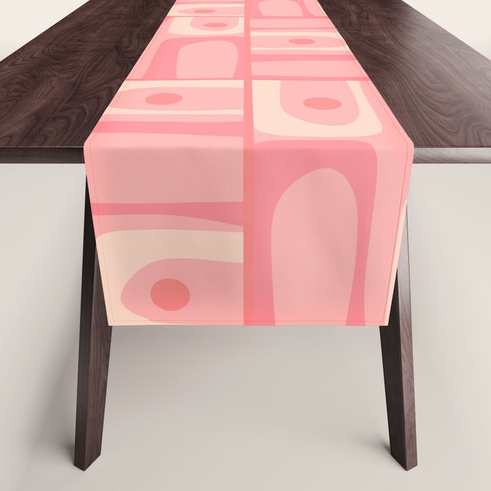 Mid Century Modern Piquet Multi Geometric Tiled Pattern in Pink Blush Tones Table Runner Gallery Image 1