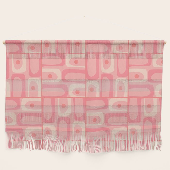 Mid Century Modern Piquet Multi Geometric Tiled Pattern in Pink Blush Tones Wall Hanging Gallery Image 1