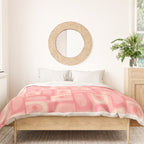 Mid Century Modern Piquet Multi Geometric Tiled Pattern in Pink Blush Tones Duvet Cover Gallery Image 3