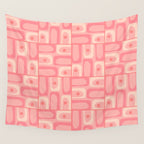 Mid Century Modern Piquet Multi Geometric Tiled Pattern in Pink Blush Tones Wall Tapestry Gallery Image 4