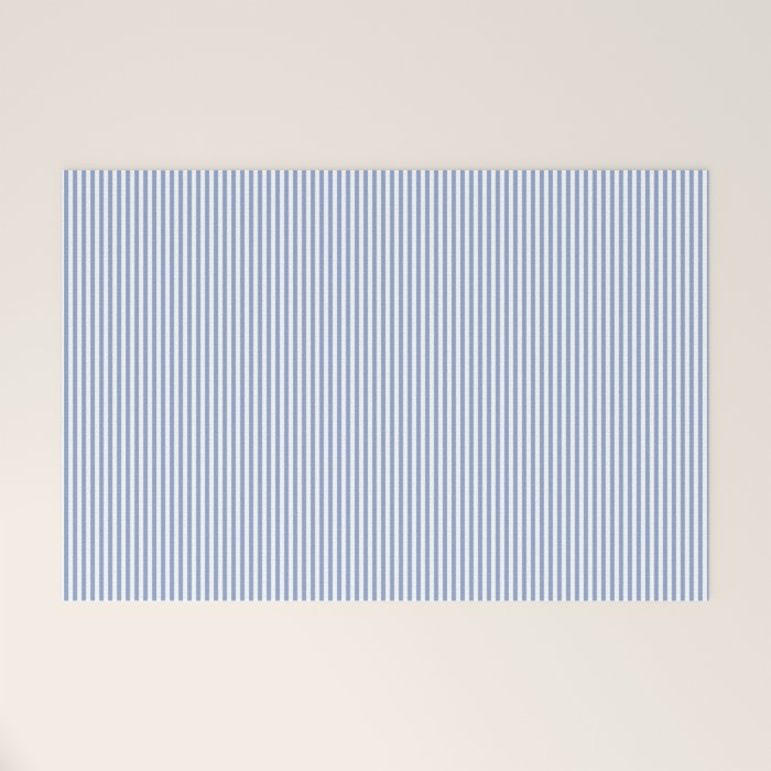 vertical stripes- light blue and white Welcome Mat Gallery Image 1
