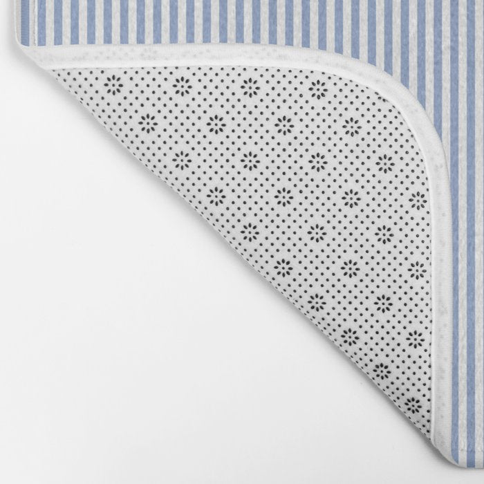vertical stripes- light blue and white Bath Mat Gallery Image 2