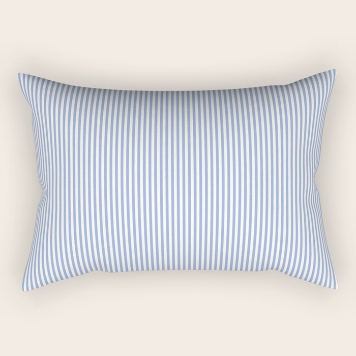 vertical stripes- light blue and white Rectangular Pillow Gallery Image 1
