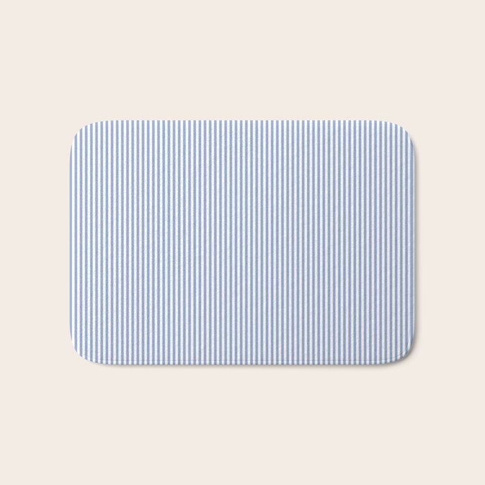 vertical stripes- light blue and white Bath Mat Gallery Image 1