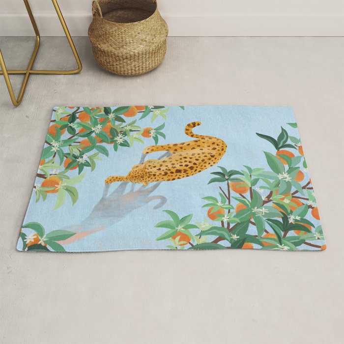 Leopard and Orange Trees Rug Gallery Image 1