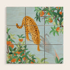 Leopard and Orange Trees Wood Wall Art Gallery Image 1