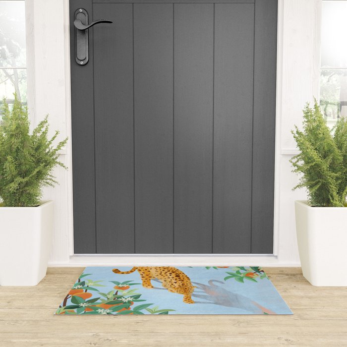 Leopard and Orange Trees Welcome Mat Gallery Image 3