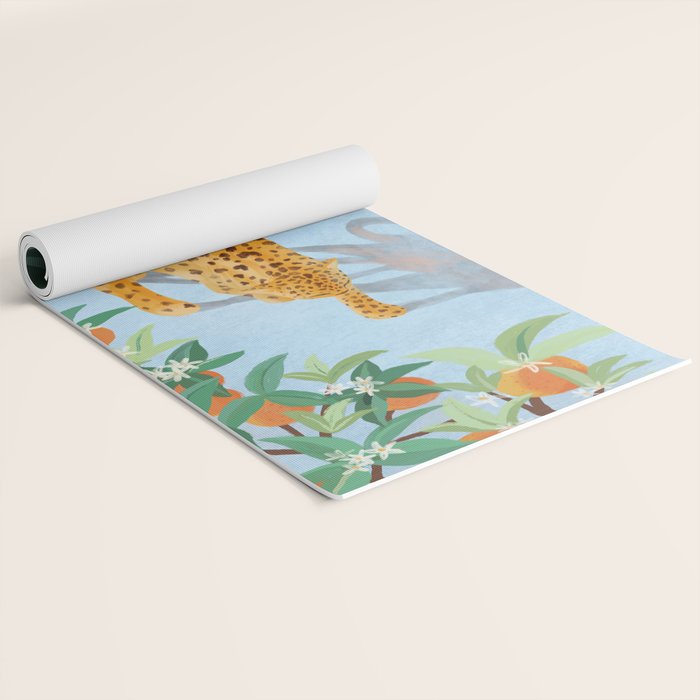 Leopard and Orange Trees Yoga Mat Gallery Image 2