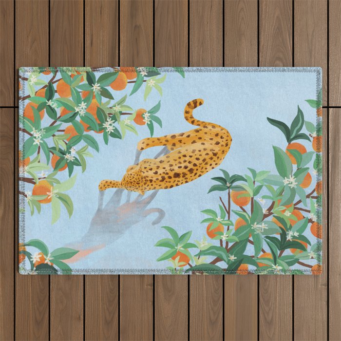 Leopard and Orange Trees Outdoor Rug Gallery Image 1