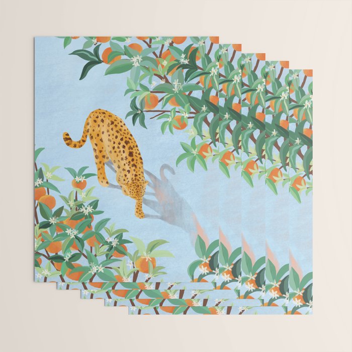 Leopard and Orange Trees Wrapping Paper Gallery Image 3