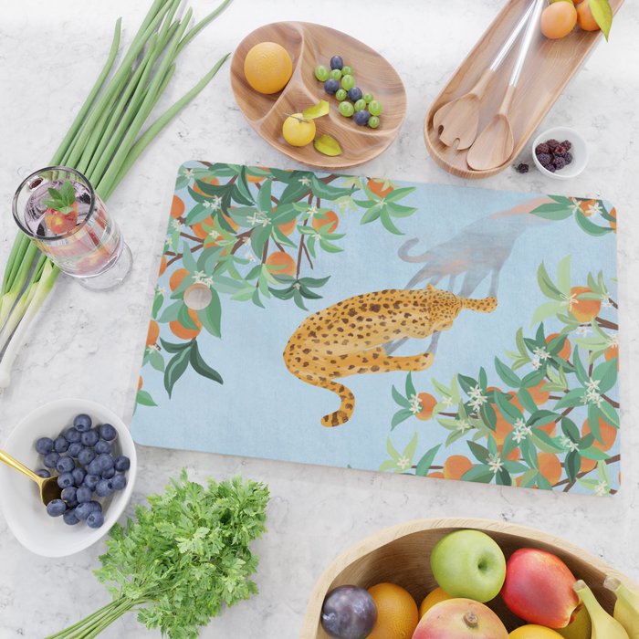 Leopard and Orange Trees Cutting Board Gallery Image 2