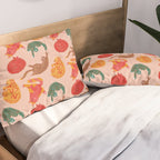 Sleepy Cozy Kitty Cats in Green & Orange Pillow Sham Gallery Image 2