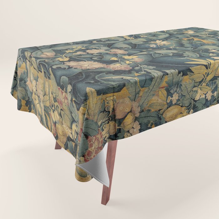 Antique French Verdure Secret Forest Garden Tapestry Tablecloth Gallery Image 1
