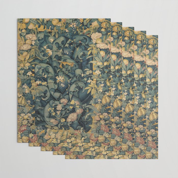 Antique French Verdure Secret Forest Garden Tapestry Wrapping Paper Gallery Image 3