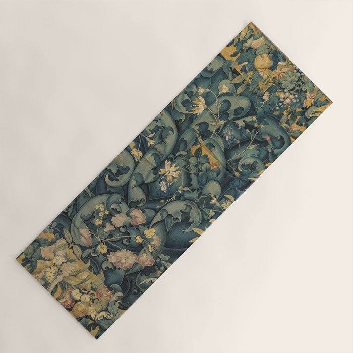 Antique French Verdure Secret Forest Garden Tapestry Yoga Mat Gallery Image 1