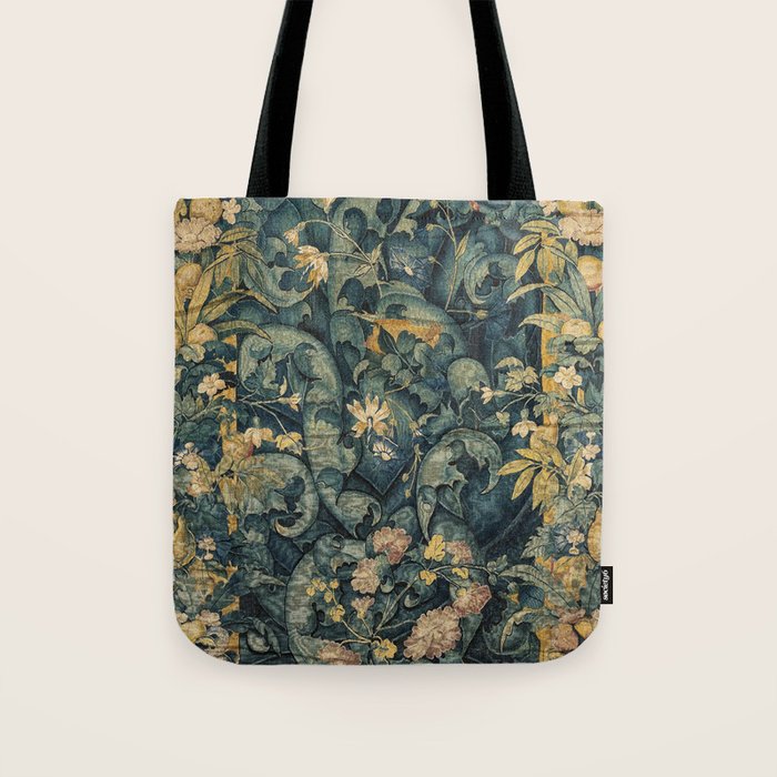 Antique French Verdure Secret Forest Garden Tapestry Tote Bag Gallery Image 1