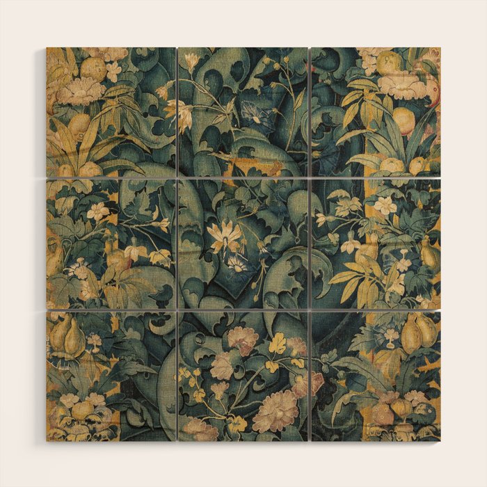 Antique French Verdure Secret Forest Garden Tapestry Wood Wall Art Gallery Image 1