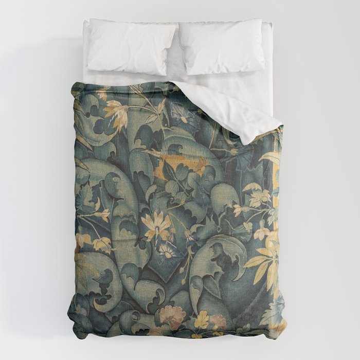 Antique French Verdure Secret Forest Garden Tapestry Duvet Cover Gallery Image 6