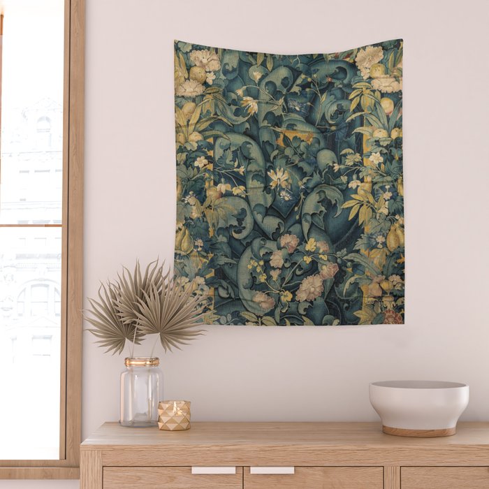 Antique French Verdure Secret Forest Garden Tapestry Wall Tapestry Gallery Image 2
