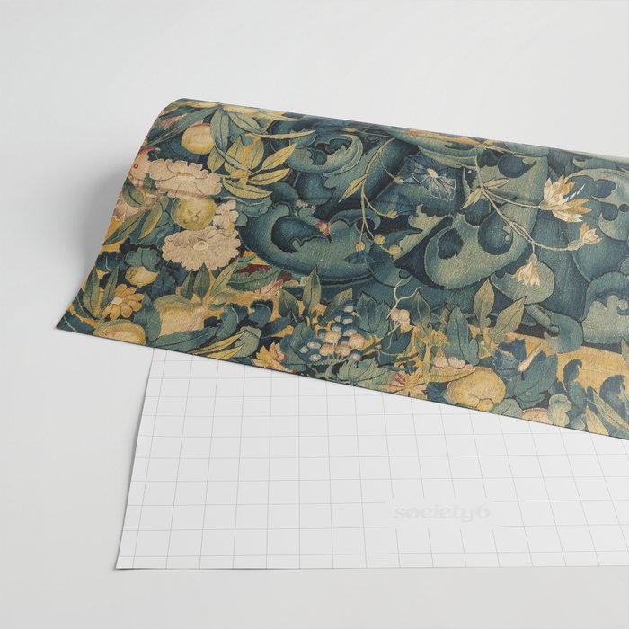 Antique French Verdure Secret Forest Garden Tapestry Wrapping Paper Gallery Image 2