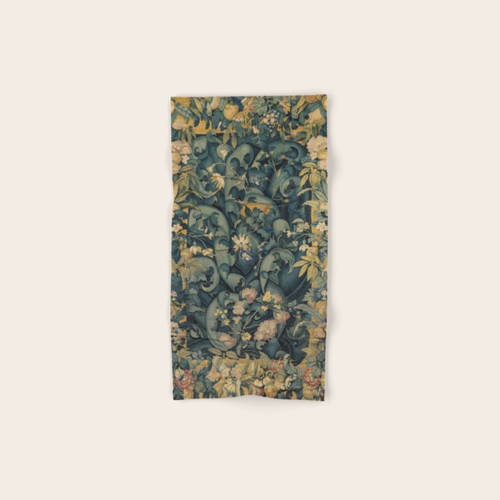 Antique French Verdure Secret Forest Garden Tapestry Bath Towel Gallery Image 1