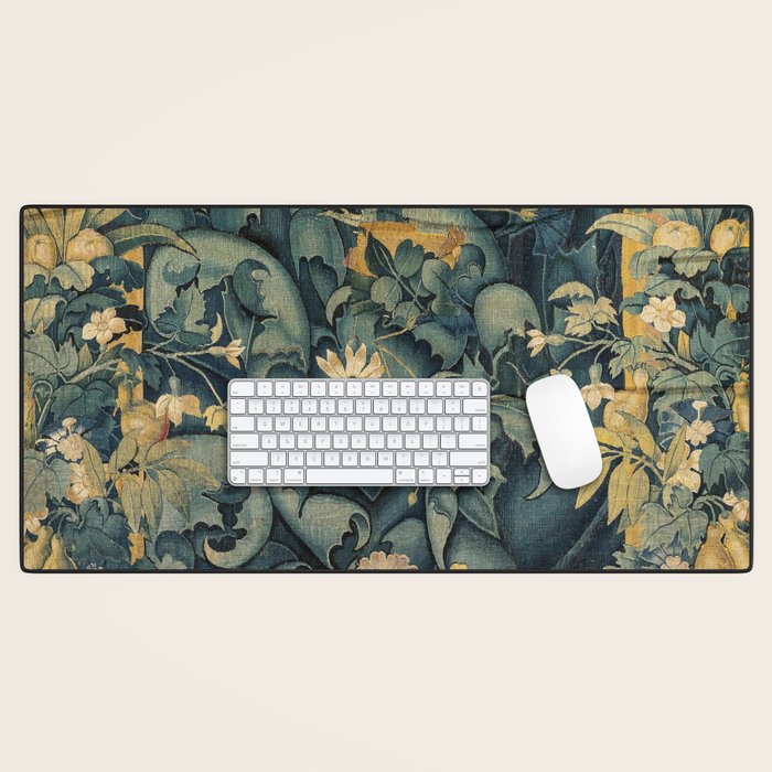 Antique French Verdure Secret Forest Garden Tapestry Desk Mat Gallery Image 1