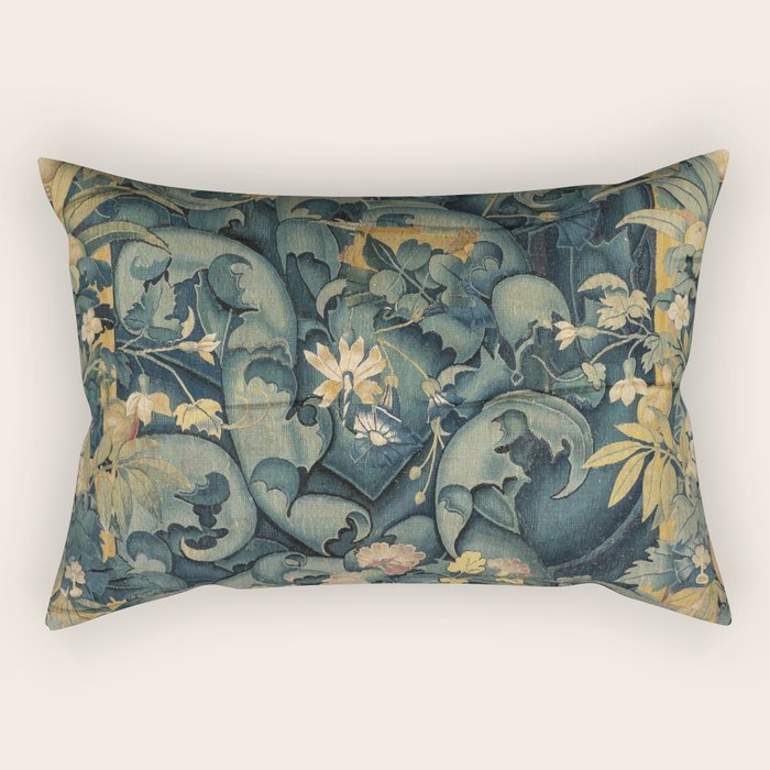 Antique French Verdure Secret Forest Garden Tapestry Rectangular Pillow Gallery Image 2