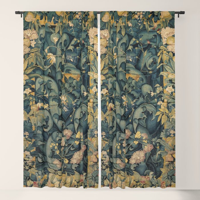 Antique French Verdure Secret Forest Garden Tapestry Window Curtain Gallery Image 5