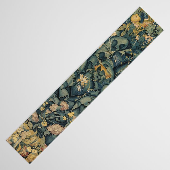 Antique French Verdure Secret Forest Garden Tapestry Table Runner Gallery Image 3