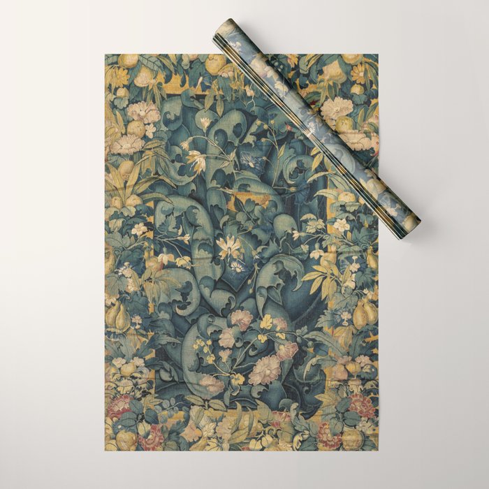 Antique French Verdure Secret Forest Garden Tapestry Wrapping Paper Gallery Image 1