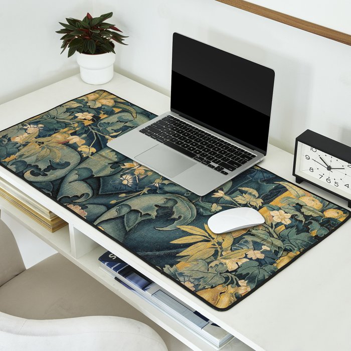 Antique French Verdure Secret Forest Garden Tapestry Desk Mat Gallery Image 2