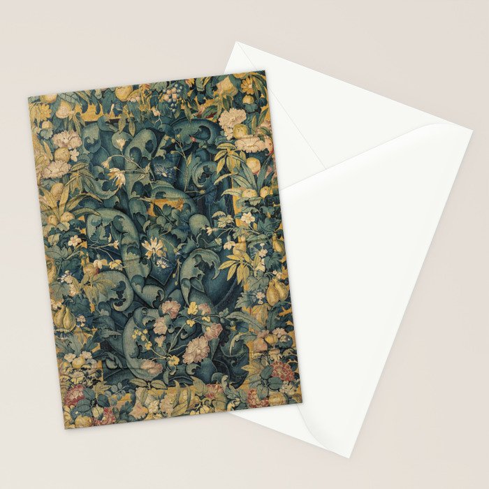 Antique French Verdure Secret Forest Garden Tapestry Stationery Card Gallery Image 2
