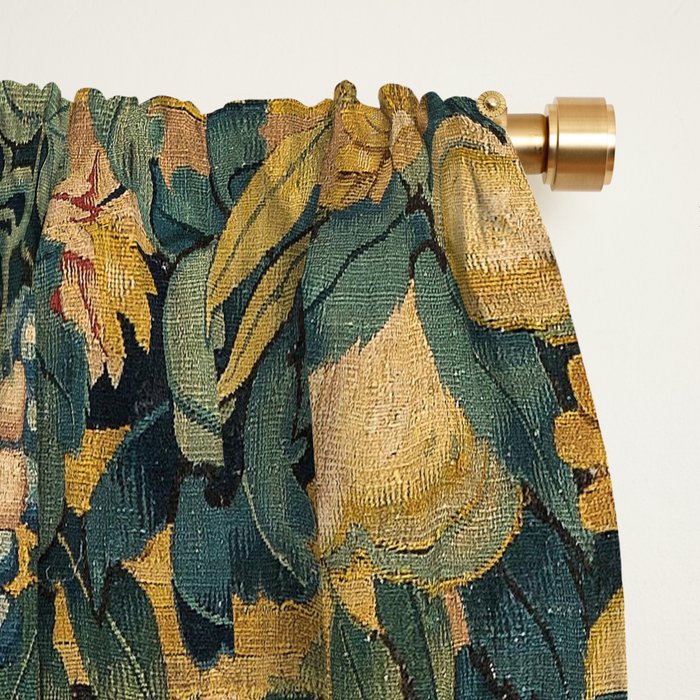 Antique French Verdure Secret Forest Garden Tapestry Window Curtain Gallery Image 2